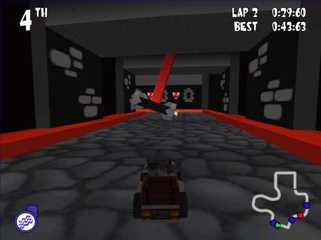 LEGO Racers (Windows) screenshot: Look out for that hammer pendulum.