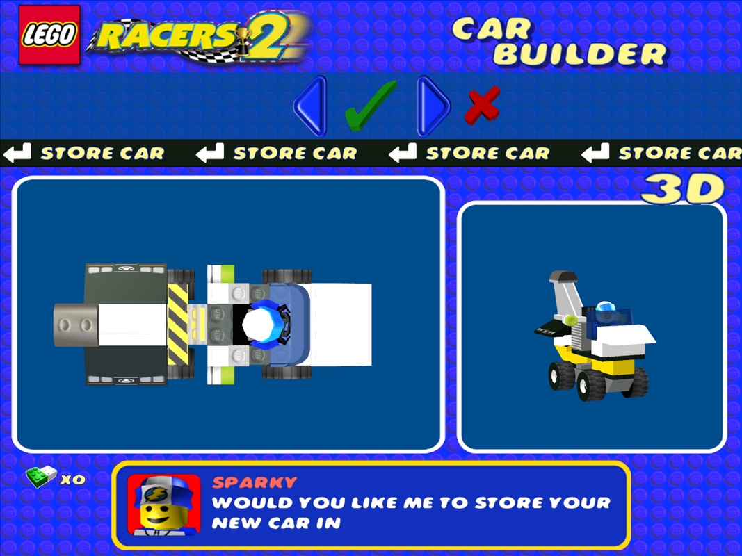 LEGO Racers 2 (Windows) screenshot: After fiddling around a bit you can make a Franken-car like this!