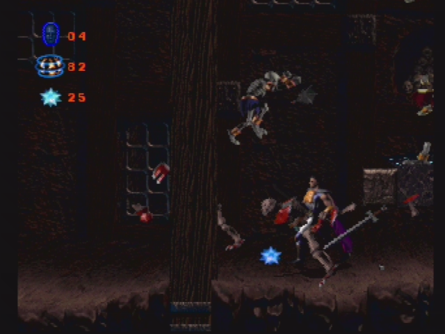 Skeleton Warriors (PlayStation) screenshot: Skeleton disassembly, the easy way.