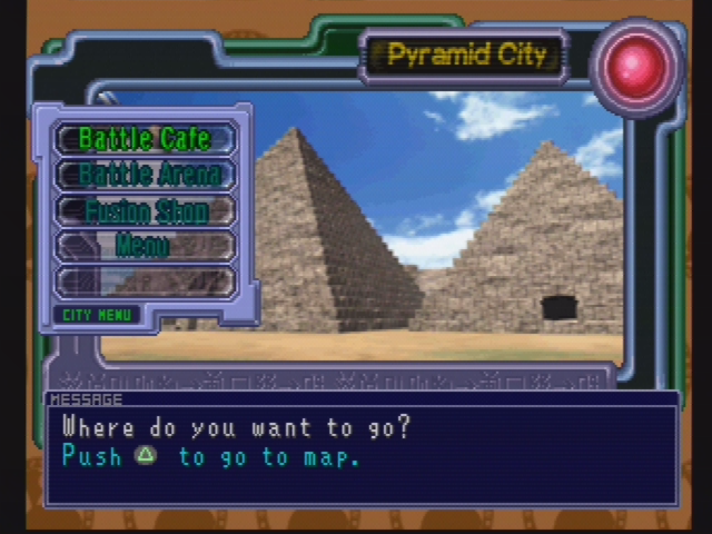 Digimon Digital Card Battle (PlayStation) screenshot: Inside a town
