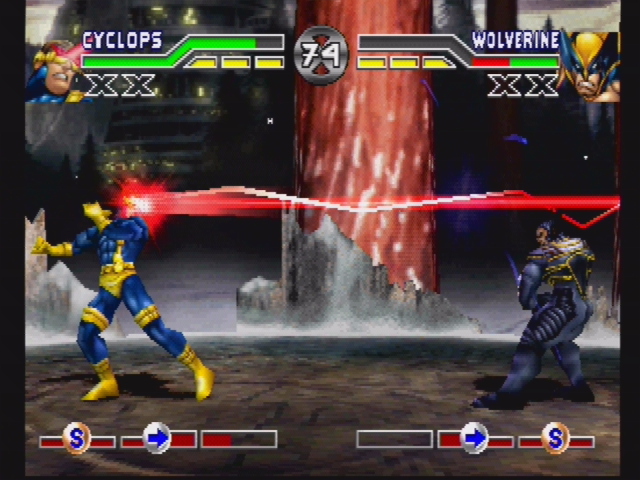 X-Men: Mutant Academy (PlayStation) screenshot: Cyclops vs Wolverine