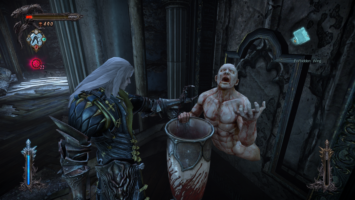 Castlevania: Lords of Shadow 2 - Revelations (Windows) screenshot: Offer your blood to raise / lower the blood level in the area