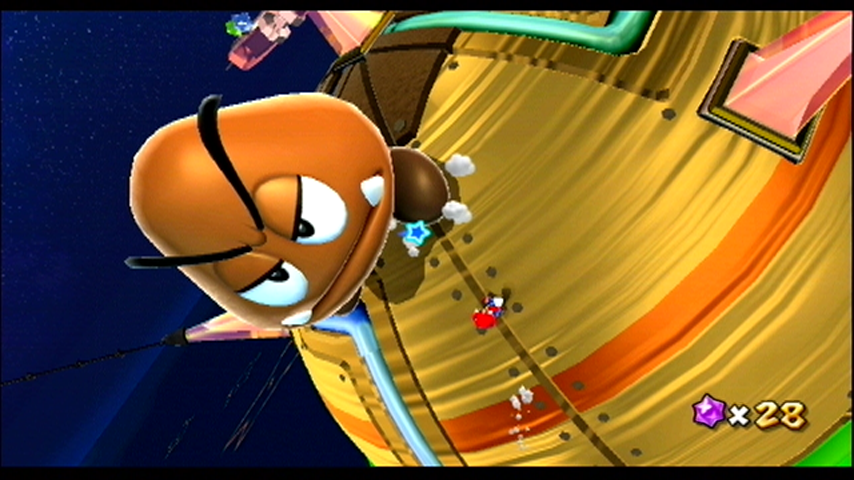 Super Mario Galaxy (Wii) screenshot: Some opponents can be really large!