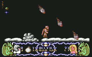 Deliverance: Stormlord II (Commodore 64) screenshot: Someone is throwing fireballs