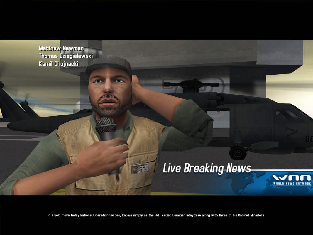 Marine Sharpshooter II: Jungle Warfare (Windows) screenshot: The story is moved along by this news reporter bringing the latest scoop.