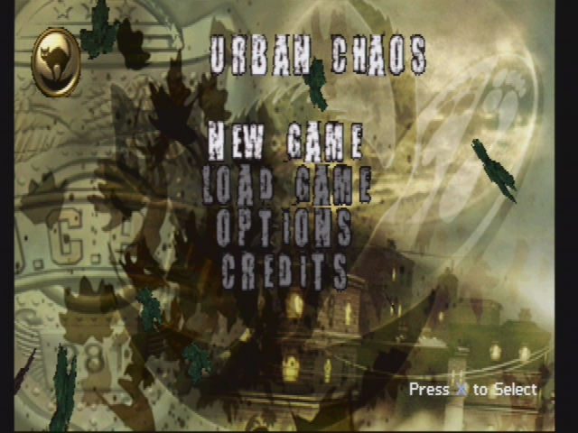 Urban Chaos (PlayStation) screenshot: Main menu