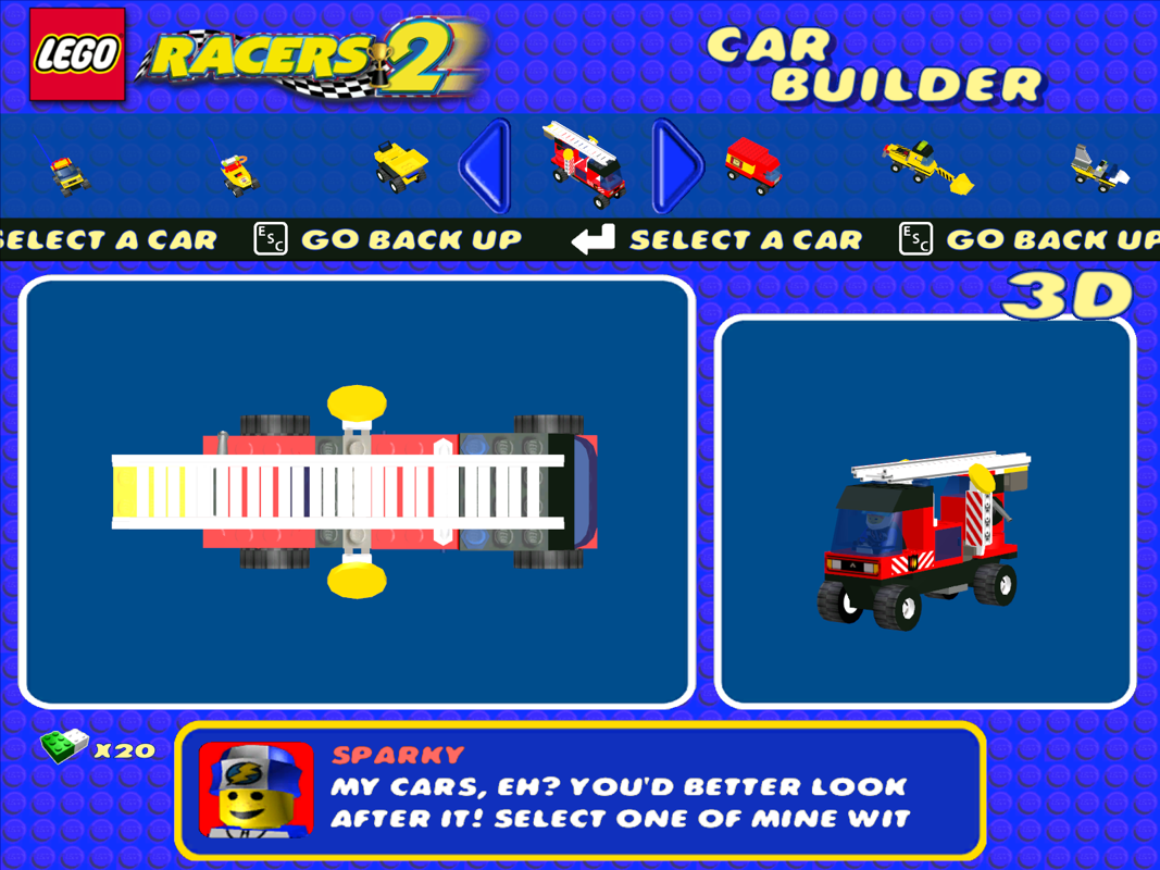 LEGO Racers 2 (Windows) screenshot: Or choose from one of the pre-built ones.