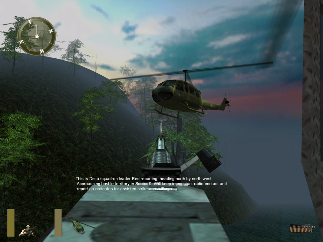 Marine Heavy Gunner: Vietnam (Windows) screenshot: Don't shoot the other chopper.