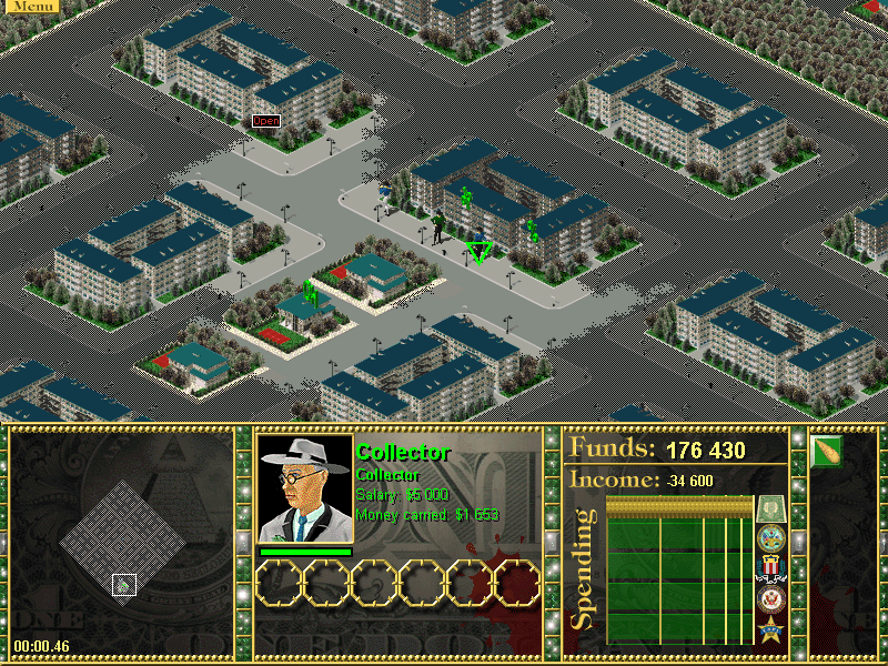 Legal Crime (Windows) screenshot: Collector moving cash from business to HQ.