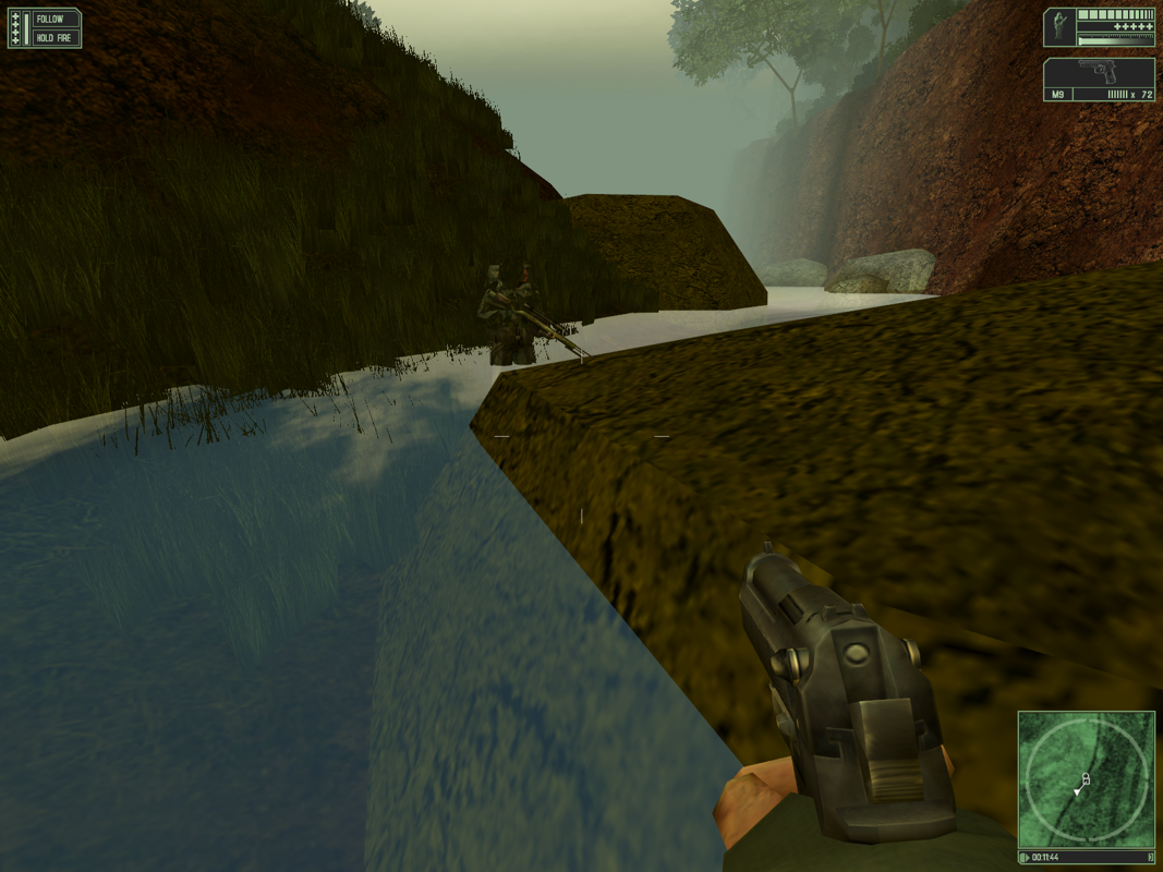Marine Sharpshooter II: Jungle Warfare (Windows) screenshot: Cooper waits for you in the river.