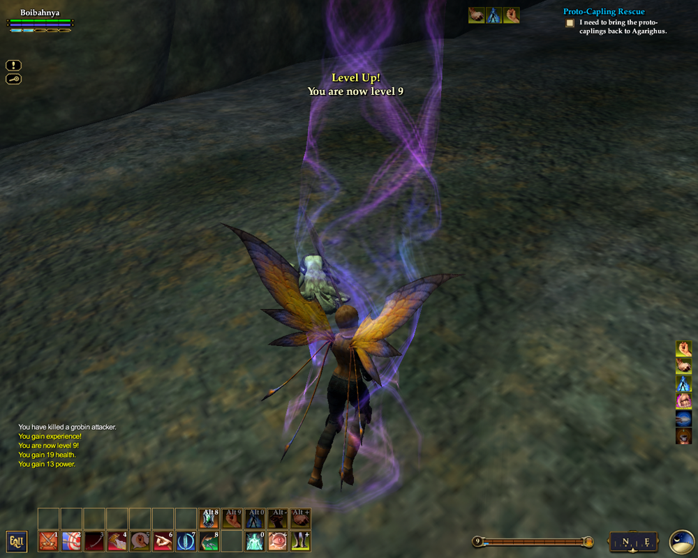 EverQuest II: Echoes of Faydwer (Windows) screenshot: One grobin down, one level up!