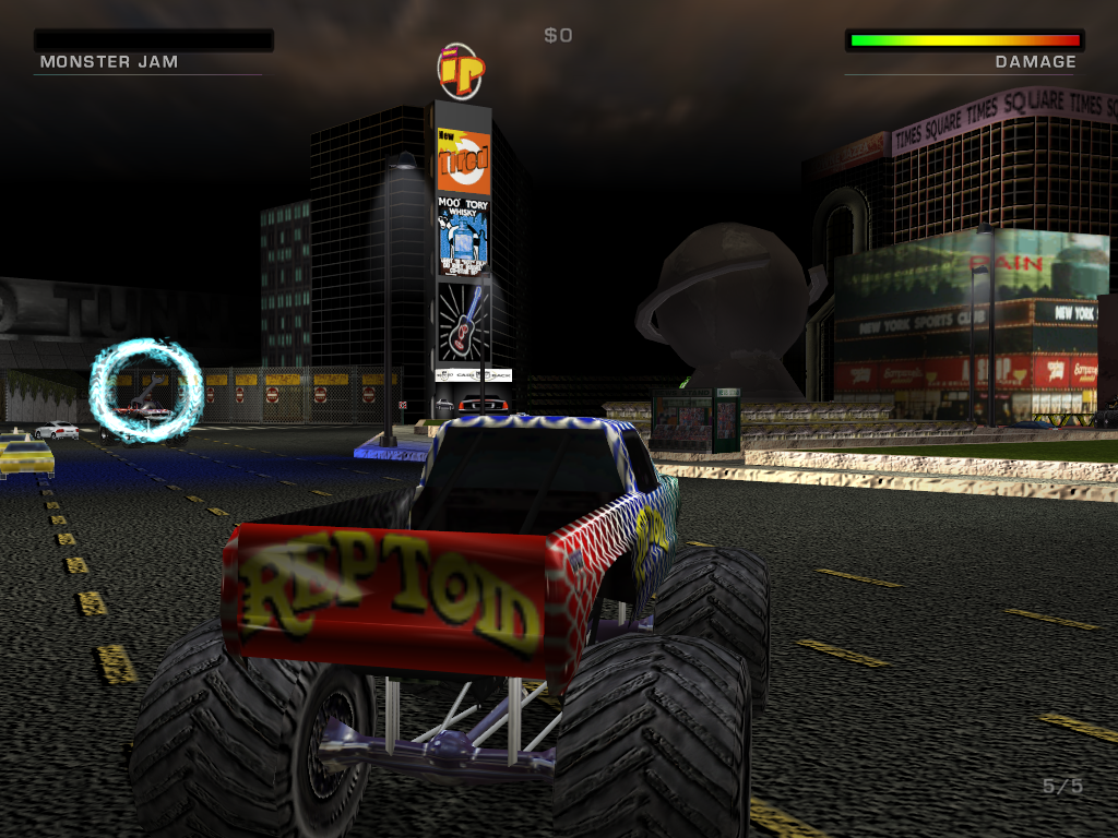 Monster Jam: Maximum Destruction (Windows) screenshot: Reptoid snakes around The Big Apple.