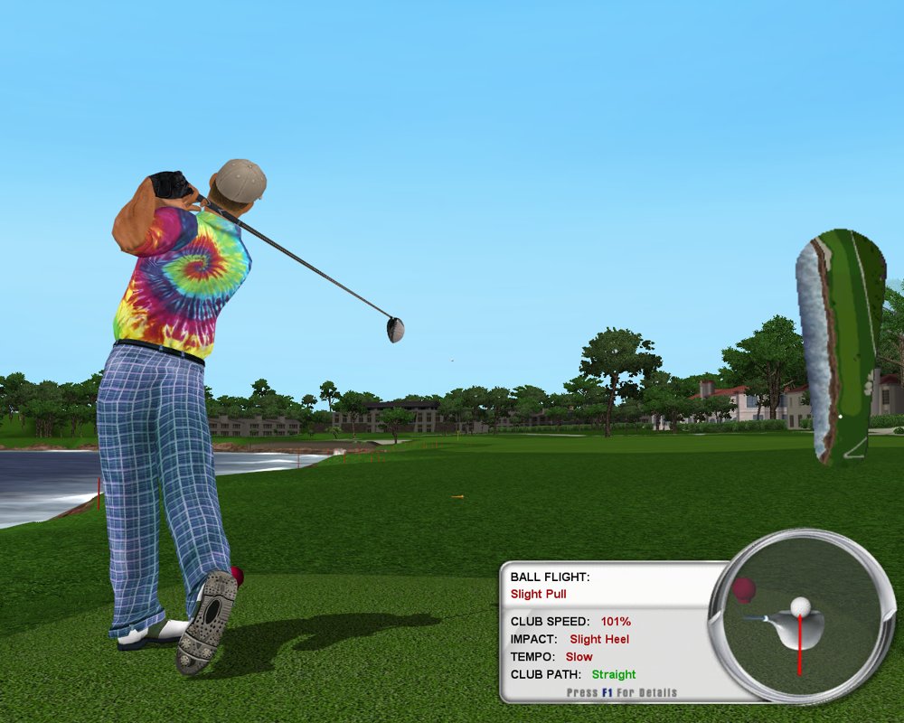 Tiger Woods PGA Tour 2003 (Windows) screenshot: Happy takes a shot at Pebble Beach.