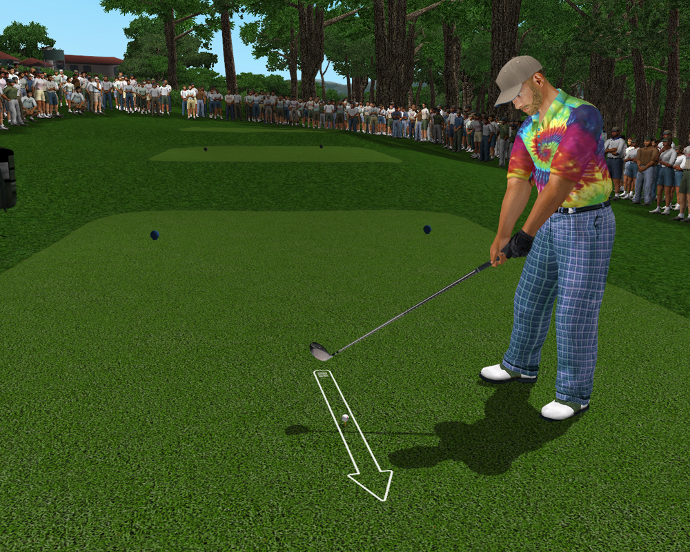 Tiger Woods PGA Tour 2003 (Windows) screenshot: Lining up a shot gets much more edgy with all these people watching me.