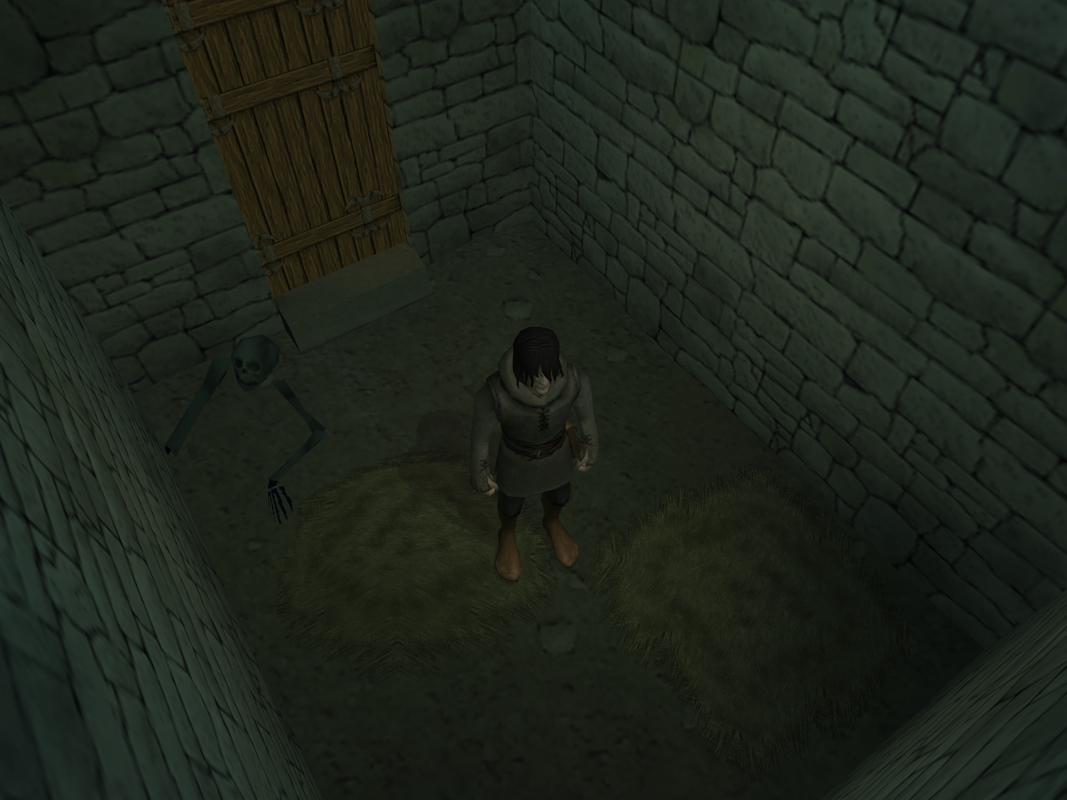 Inquisition (Windows) screenshot: Our hero starts his adventure after he's been imprisoned.