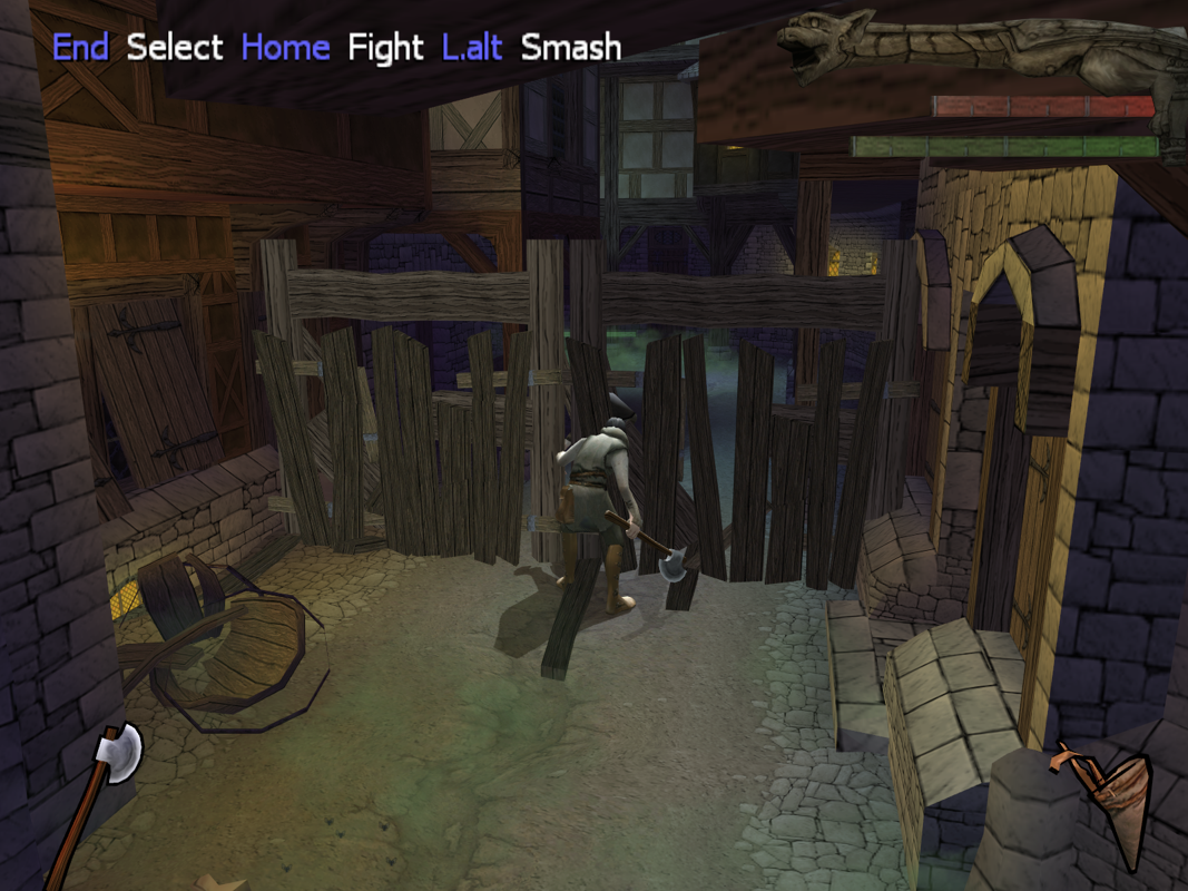 Inquisition (Windows) screenshot: These barricades can be smashed down but only with the axe.