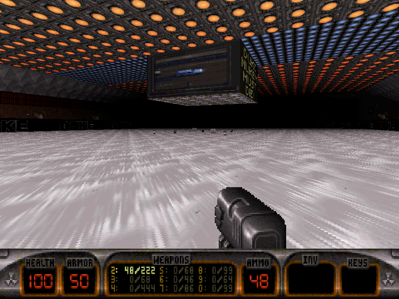Total Meltdown (DOS) screenshot: Ever wanted to deathmatch in a hockey arena? Now you can.
