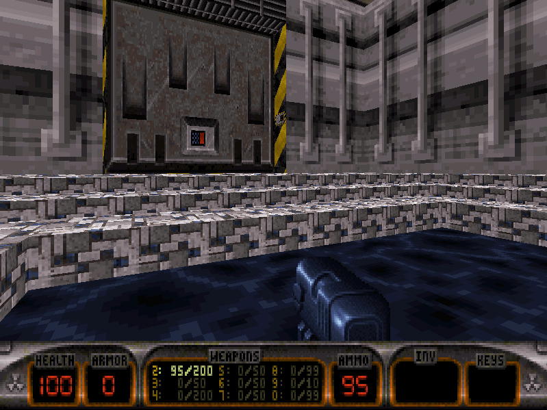 Duke!ZONE II (DOS) screenshot: Emerging from the water.