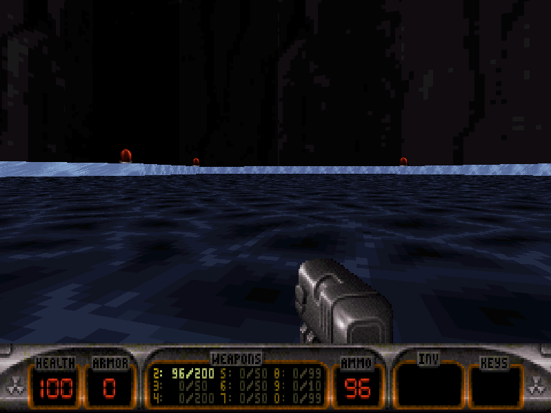 Duke!ZONE II (DOS) screenshot: Here I am floating in a hole in the sea ice. Arctic indeed!