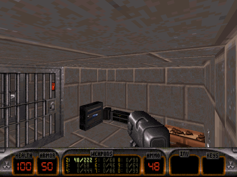 Total Meltdown (DOS) screenshot: Starting the "alcatraz" level, birdman.