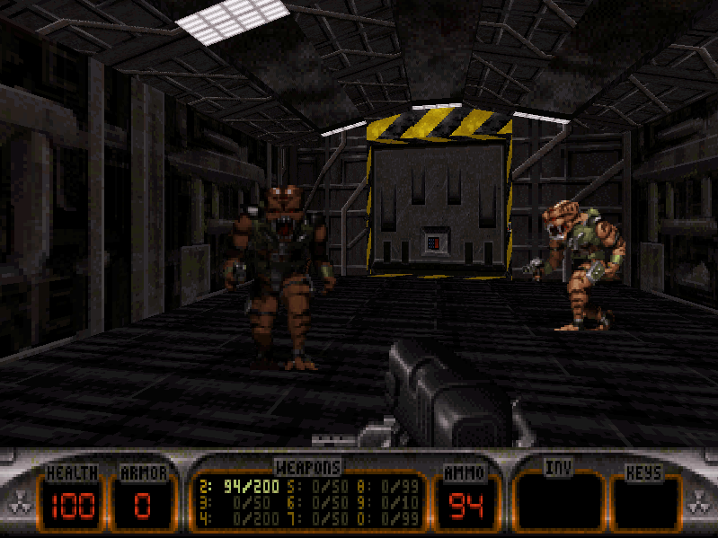 Duke!ZONE II (DOS) screenshot: Ah, mindless combat. That's what was missing!