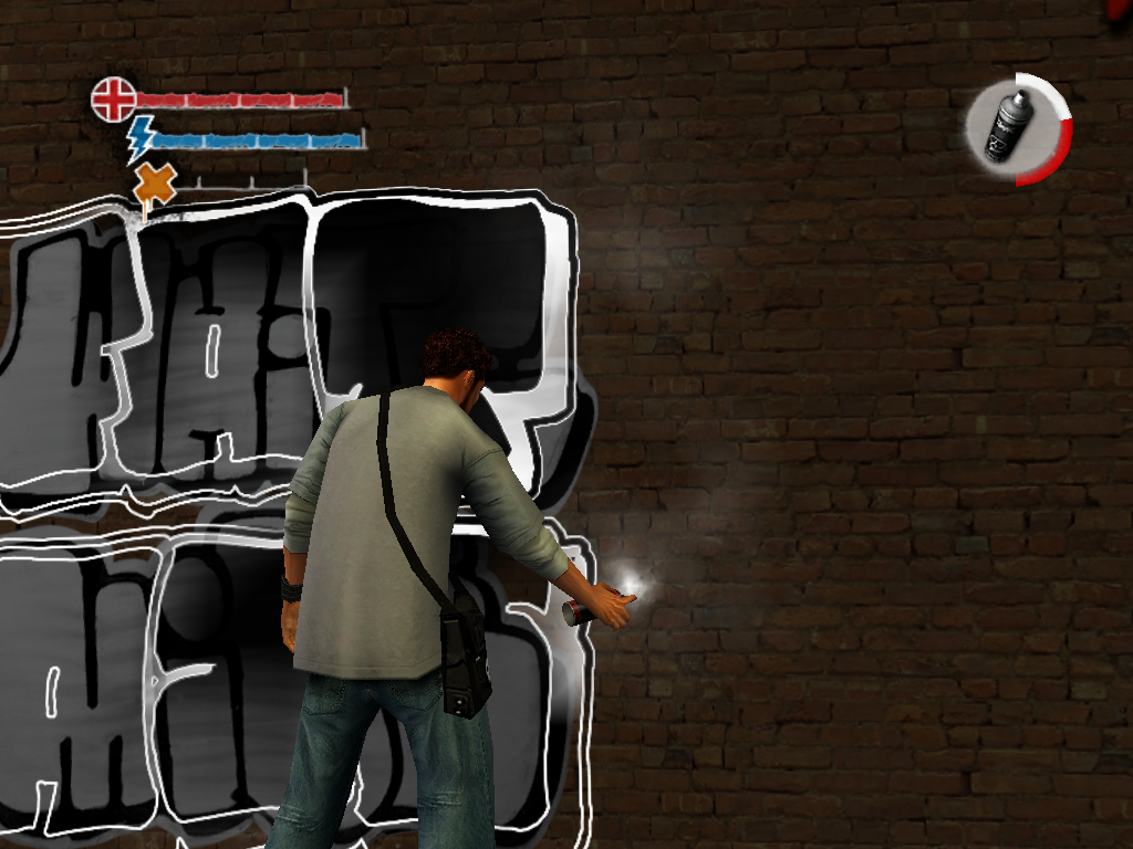 Marc Ecko's Getting Up: Contents Under Pressure (Windows) screenshot: Tagging over someone else's graffiti.