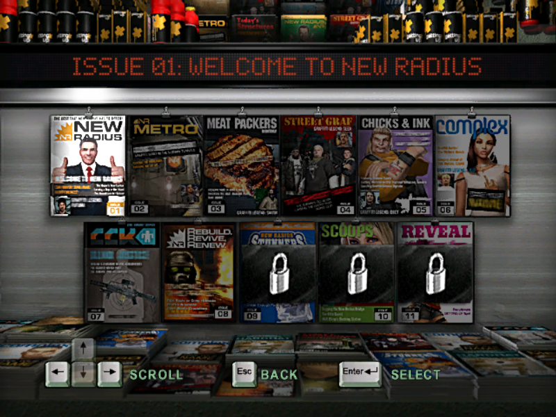 Marc Ecko's Getting Up: Contents Under Pressure (Windows) screenshot: Quick game select.