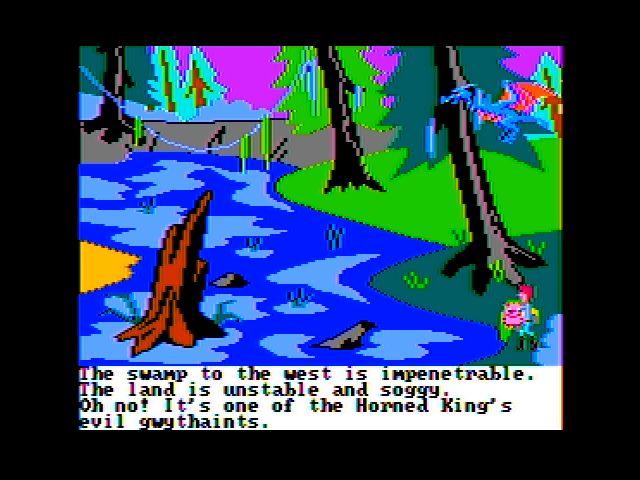 The Black Cauldron (Apple II) screenshot: A deadly looking swamp