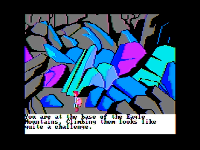 The Black Cauldron (Apple II) screenshot: Climbing these mountains will be a challenge