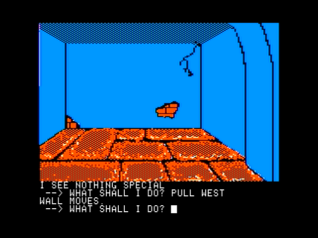 Sorcerer of Claymorgue Castle (Apple II) screenshot: I have found...an empty room!