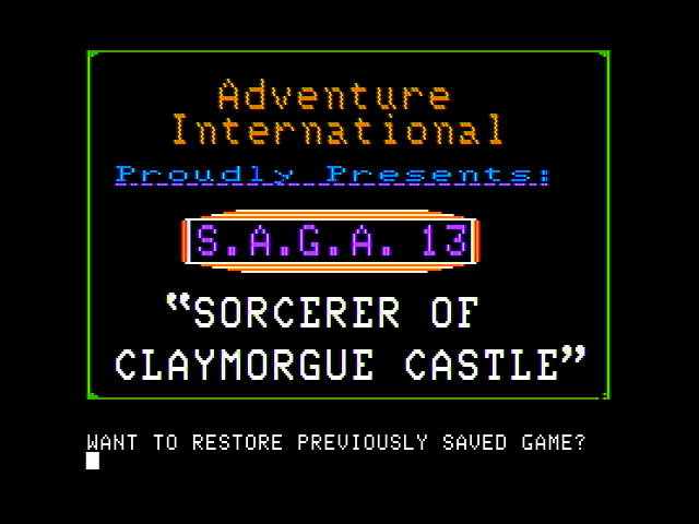Sorcerer of Claymorgue Castle (Apple II) screenshot: Title screen
