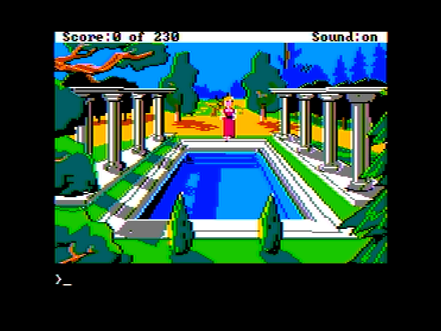 King's Quest IV: The Perils of Rosella (Apple II) screenshot: Nice pool...