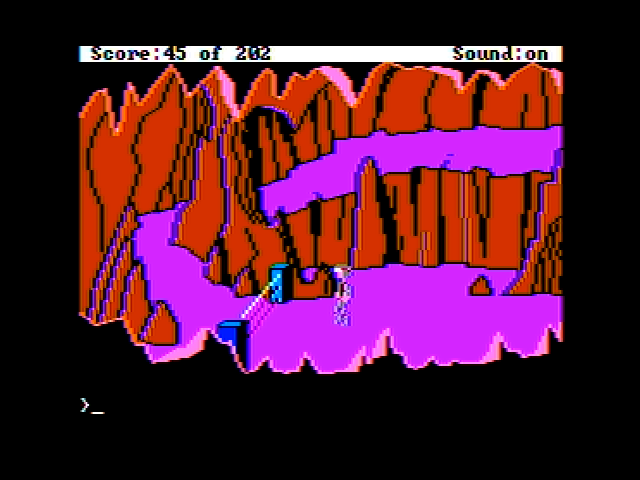 Space Quest: Chapter I - The Sarien Encounter (Apple II) screenshot: Hmm, some laser beams; could be dangerous!