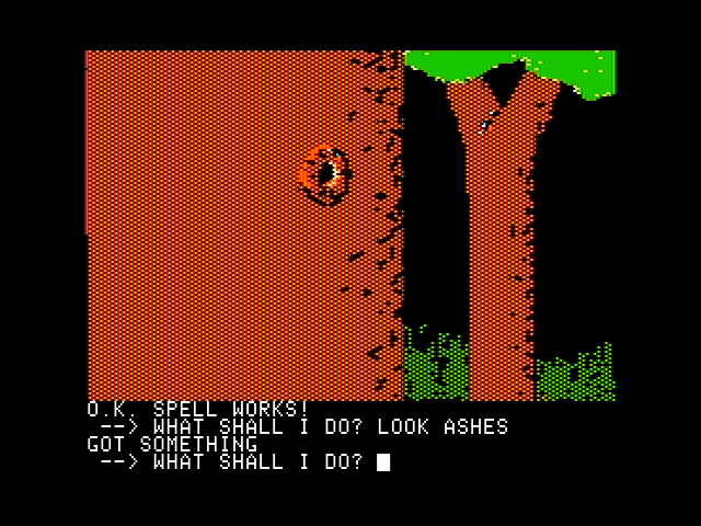 Sorcerer of Claymorgue Castle (Apple II) screenshot: I'm in a forest...