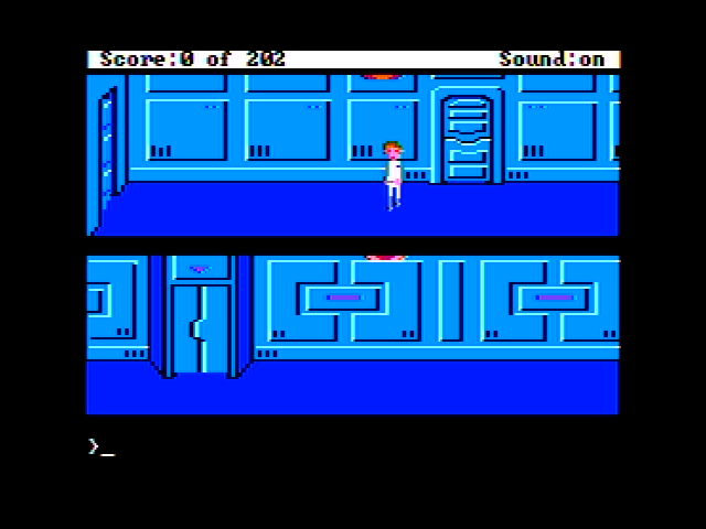 Space Quest: Chapter I - The Sarien Encounter (Apple II) screenshot: The starting location
