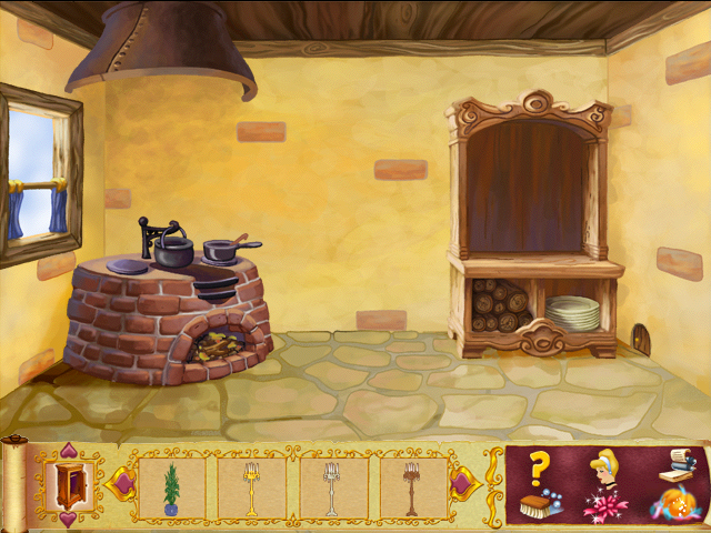 Disney's Cinderella's Dollhouse (Windows) screenshot: The (rather dismal) chateau kitchen