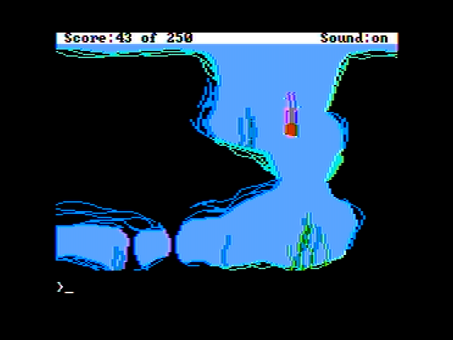 Space Quest II: Chapter II - Vohaul's Revenge (Apple II) screenshot: Diving into a tunnel