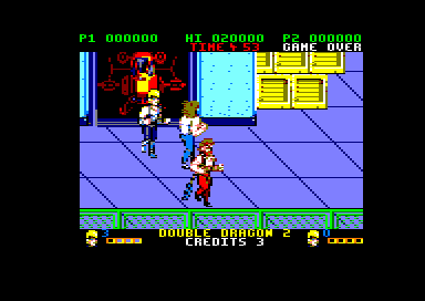 Double Dragon II: The Revenge (Amstrad CPC) screenshot: Stage 1 (128K floppy disk version)