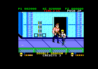 Double Dragon II: The Revenge (Amstrad CPC) screenshot: Halfway boss (128K floppy disk version)