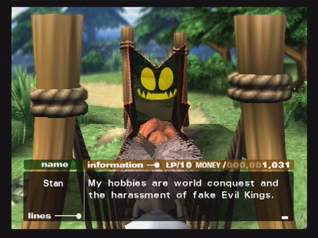 Okage: Shadow King (PlayStation 2) screenshot: Everyone needs a hobby.