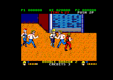 Double Dragon II: The Revenge (Amstrad CPC) screenshot: Stage 3 (128K floppy disk version)