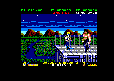 Double Dragon II: The Revenge (Amstrad CPC) screenshot: Stage 4 (128K floppy disk version)