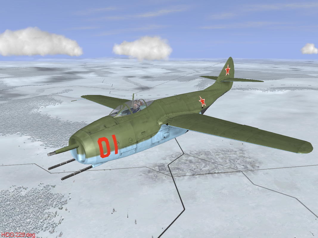 IL-2 Sturmovik: 1946 (Windows) screenshot: The MiG-9FS in flight