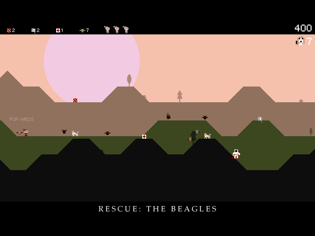 Rescue: The Beagles (Windows) screenshot: Watch out for the lab man in the bottom right corner.