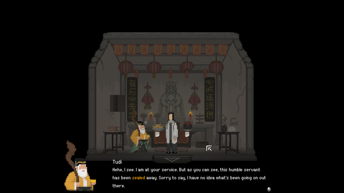 The Rewinder (Windows) screenshot: The Tudi is a minor deity which guards a particular area.