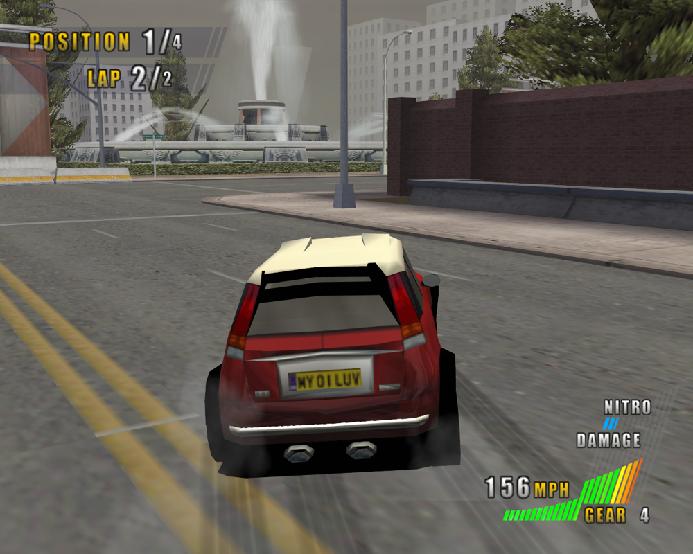 London Racer II (Windows) screenshot: Buckingham fountain from the beginning of "Married With Children."