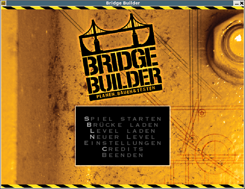 Bridge Builder: Planen, Bauen & Testen (Linux) screenshot: Title screen