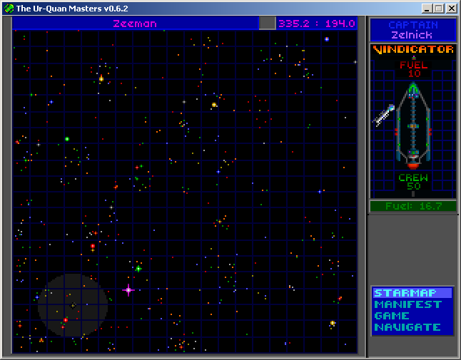 Star Control II (Windows) screenshot: Galactic hyperspace map -- this will become more detailed as the game progresses.