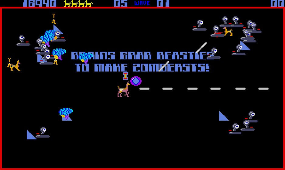 Llamatron: 2112 (Atari ST) screenshot: Save the llamas from the brains!