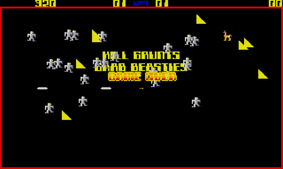 Llamatron: 2112 (Atari ST) screenshot: No continue? Then GAME OVER!